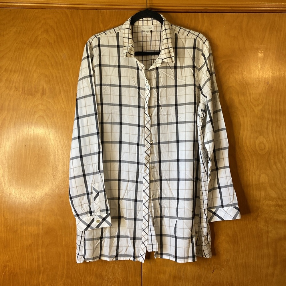 J. Jill White and Black Plaid Shirt. Size XL T